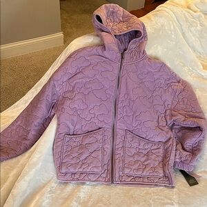 Quilted Lavender Hooded zip up Jacket